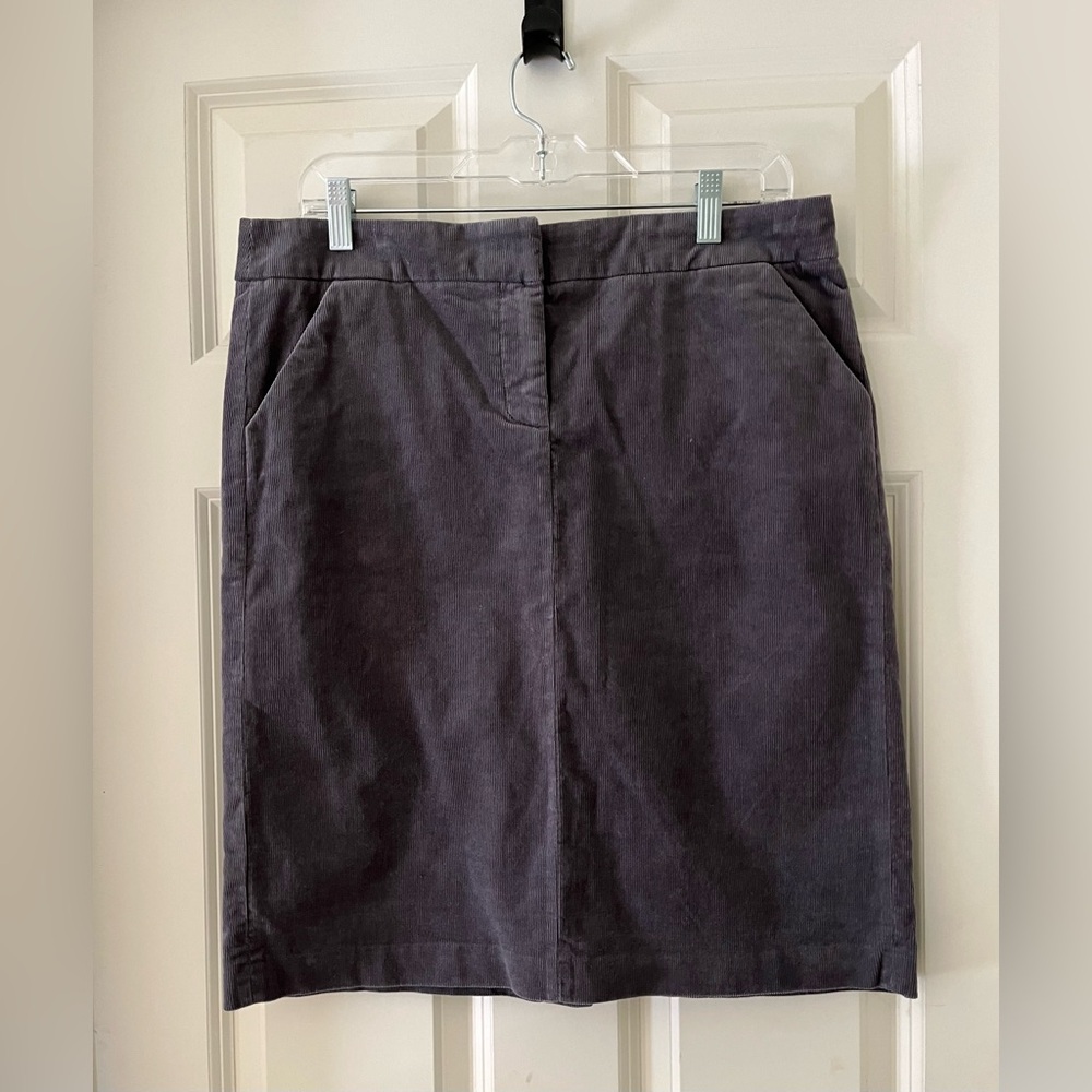 NWT J.Crew gray knee length corduroy skirt size 10 Fall Winter